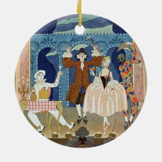 ステージ、「祝日Galantesのためのイラストレーションをパントマイムで演じて下さい セラミックオーナメント (裏面)