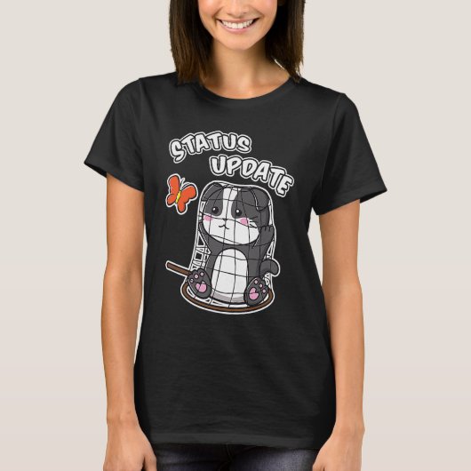 ステータス更新 かわいい 子猫 ネコ ネットに引っかかった Tシャツ (正面)