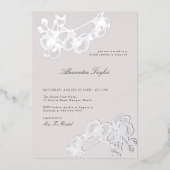 ステートメントオーキエレガントッドフローラシックブライダルシャワー 箔招待状 (正面)