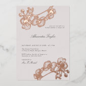 ステートメントオーキエレガントッド金ゴールドフローラブライダルシャワー 箔招待状 (正面)