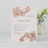 ステートメントオーキエレガントッド金ゴールドフローラブライダルシャワー 箔招待状 (立ち正面)