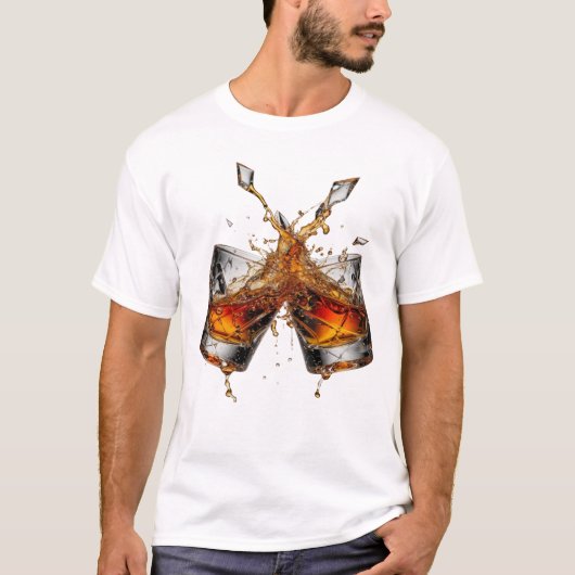 ステートメントシルバー WHISKY SPLASHスローガンTee Tシャツ (正面)