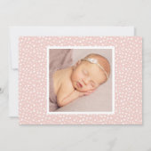 ステートメント名Rosy Pinkスクリプトベビー写真誕生 案内状 (裏面)