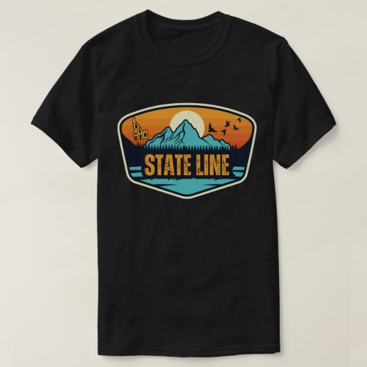 ステートライン, アイダホ州 Tシャツ (デザイン正面)