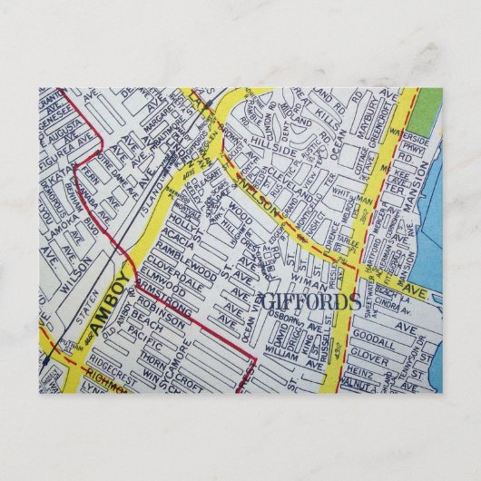 ステートン島，ニューヨーク州ヴィンテージマップ ポストカード (正面)