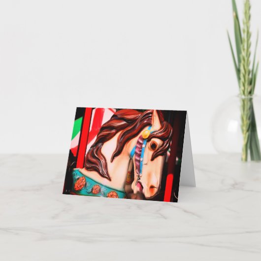 ステード静か回転木馬ホース空白のノートカード サンキューカード (正面)