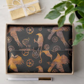 ステームパすごいンカラフルクさびたギアとカラス 薄葉紙 (ギフト)