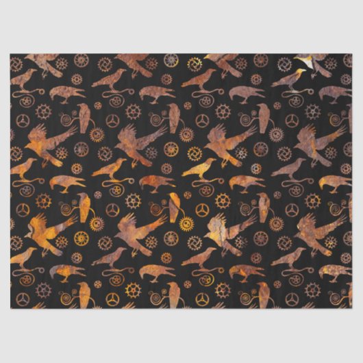 ステームパすごいンカラフルクさびたギアとカラス 薄葉紙 (正面)