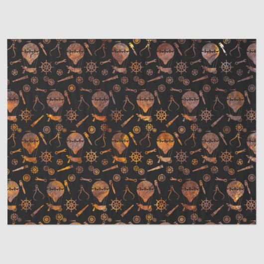 ステームパすごいンカラフルクさびた熱気球 薄葉紙 (正面)