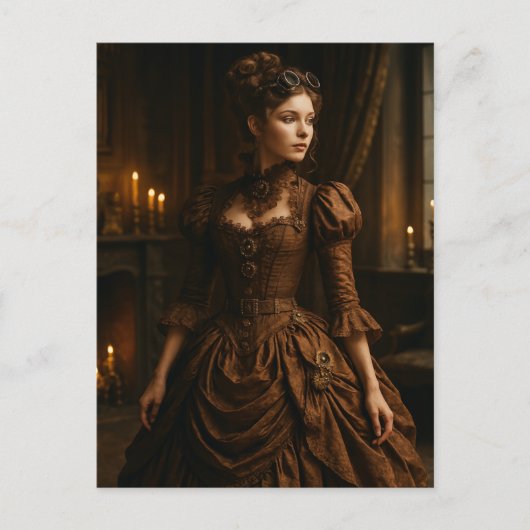 ステームパエレガントンビクトリアンク・レディ・イン・ブラウン ポストカード (正面)