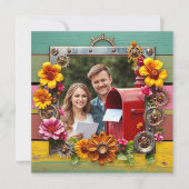 ステームパカラフルンクパーソナライズされたウェディングRSVP セーブザデート (正面)