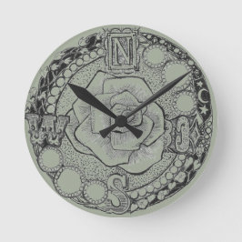 ステームパビクトリアンンクコンパスバラ ラウンド壁時計