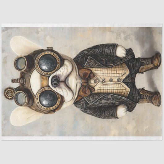 ステームパビクトリアンンクフランスのブルドッグAS8デコページ 薄葉紙 (正面)