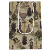 ステームパビクトリアンンク動揺してヴィンテージ工業 ミディアムペーパーバッグ (裏面)