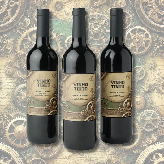 ステームパビクトリアンンク結婚ガルワーク ワインラベル