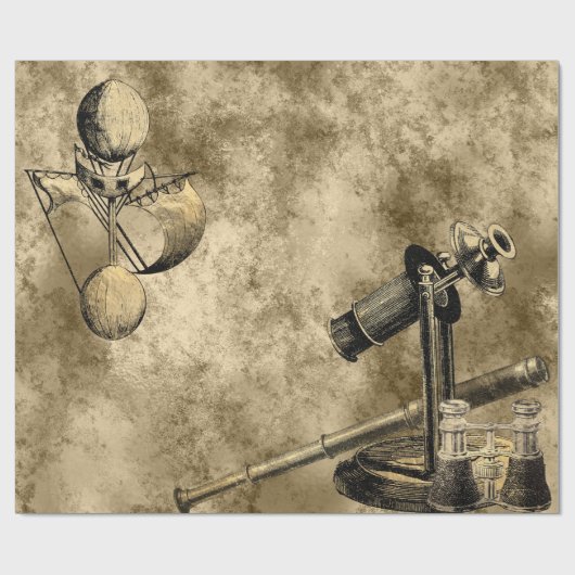 ステームパビクトリアンンク金ゴールド航海のヴィンテージ ラッピングペーパー (フラット)