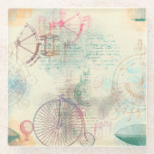 ステームパビクトリアンンク |水彩パステルグランジホテル ガラスコースター (正面)