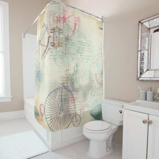 ステームパビクトリアンンク |水彩パステルグランジホテル シャワーカーテン (インサイチュ)