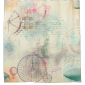 ステームパビクトリアンンク |水彩パステルグランジホテル シャワーカーテン (正面)