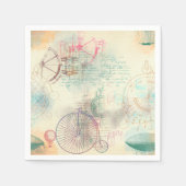 ステームパビクトリアンンク |水彩パステルグランジホテル スタンダードカクテルナプキン (正面)