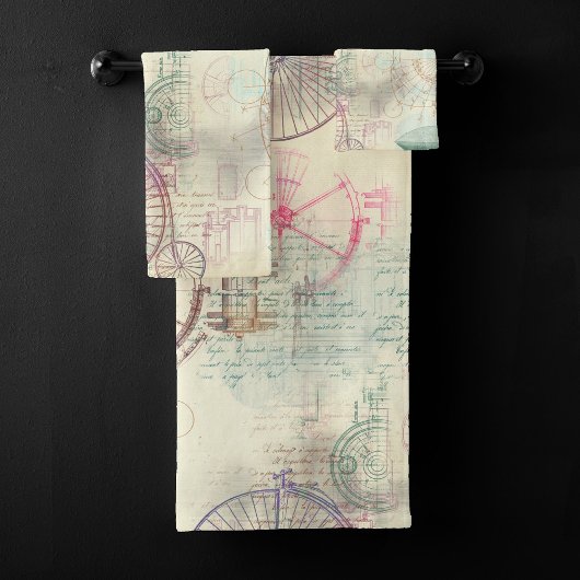 ステームパビクトリアンンク |水彩パステルグランジホテル バスタオルセット