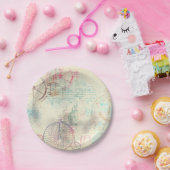 ステームパビクトリアンンク |水彩パステルグランジホテル ペーパープレート (パーティー)