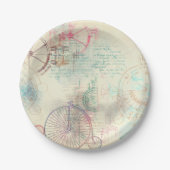 ステームパビクトリアンンク |水彩パステルグランジホテル ペーパープレート (正面)