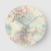 ステームパビクトリアンンク |水彩パステルグランジホテル ラウンド壁時計 (正面)