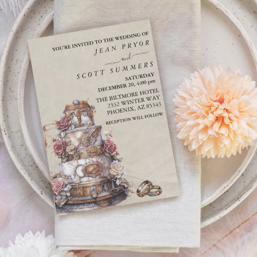 ステームパモダンンシンプルクリングや輪結婚ズ 招待状