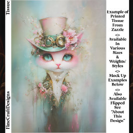 ステームパンクお洒落ハットEE8Rデコページの可愛い猫 薄葉紙