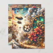 ステームパンクお洒落ポインセチア紙 (正面/裏面)