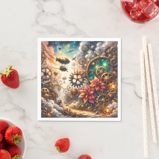 ステームパンクお洒落ポインセティアデコップナプキンス スタンダードカクテルナプキン (インサイチュ)