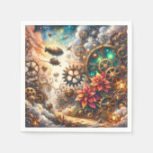 ステームパンクお洒落ポインセティアデコップナプキンス スタンダードカクテルナプキン (正面)