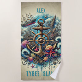 ステームパンクお洒落深いはホイール/いかりを出荷 ビーチタオル