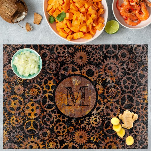 ステームパンクすごいラスティカラフルギアモノグラム カッティングボード