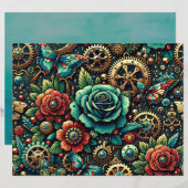 ステームパンクをテーマにした両面スクラップブック (正面/裏面)