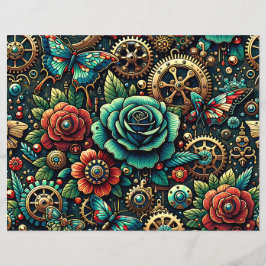 ステームパンクをテーマにした両面スクラップブック