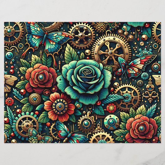 ステームパンクをテーマにした両面スクラップブック (正面)