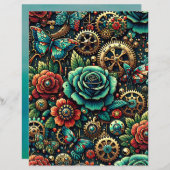 ステームパンクをテーマにした両面スクラップブック (正面/裏面)