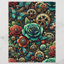 ステームパンクをテーマにした両面スクラップブック