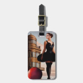 ステームパンクウォーターカラーバレリナバックパック ラゲッジタグ (正面縦)