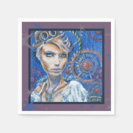 ステームパンクウーマンファンタジービクトリアンポートレート スタンダードカクテルナプキン