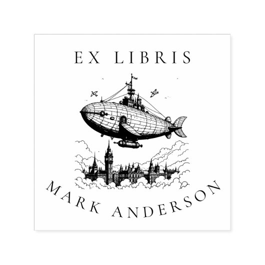 ステームパンクエアシップ蔵書票スタンプ セルフインキングスタンプ (デザイン)