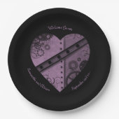 ステームパンクエレガントハートウェディングレセプションクラス ペーパープレート (正面)