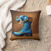 ステームパンクエレファントブーツ角装飾用クッション クッション (ブランケット)