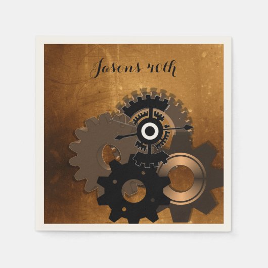 ステームパンクカスタム文字紙ナプキンス スタンダードカクテルナプキン (正面)
