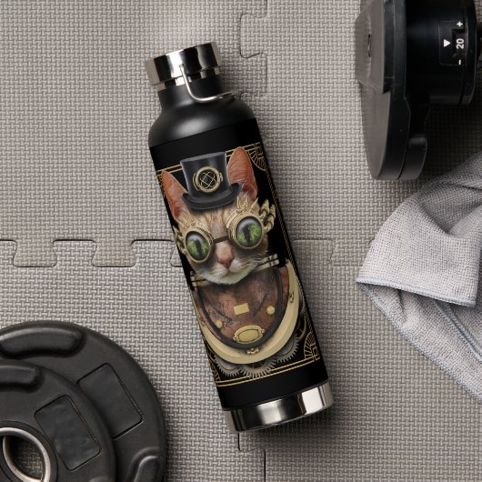 ステームパンクカッコいいオレンジタブビーキャット(名前あり) ウォーターボトル (ジム)