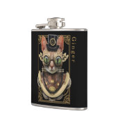 ステームパンクカッコいいオレンジタブビーキャット(名前あり) フラスク (左)