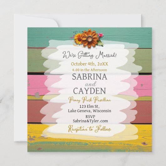 ステームパンクカラフルフラワーズ結婚式招待状 招待状 (裏面)