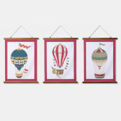 ステームパンクカラフルホットエアバルーンベビーベッドルーム 吊り下げ型タペストリー (トリプル)